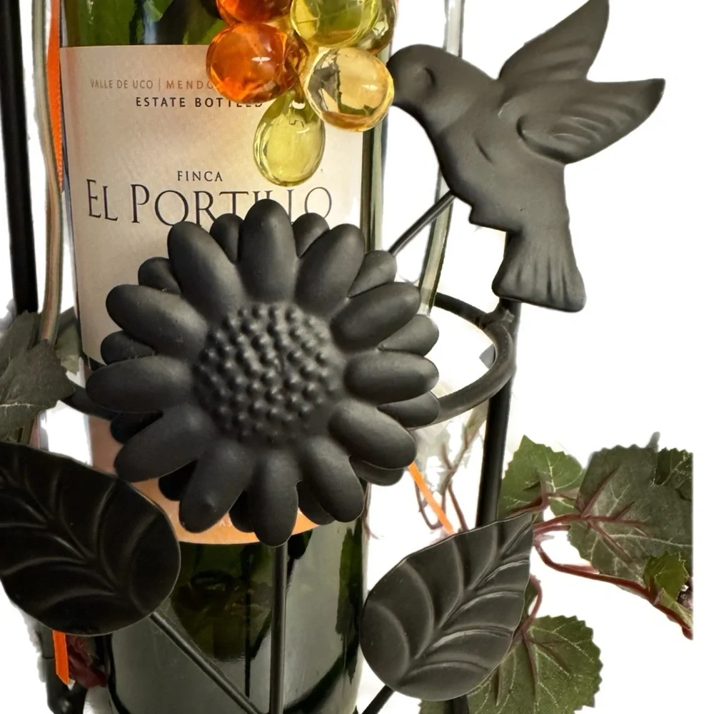 Wine bottle metal decor piece handmade